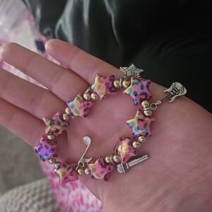 Pink Beaded Bracelet Whimsical Handmade Jewelry